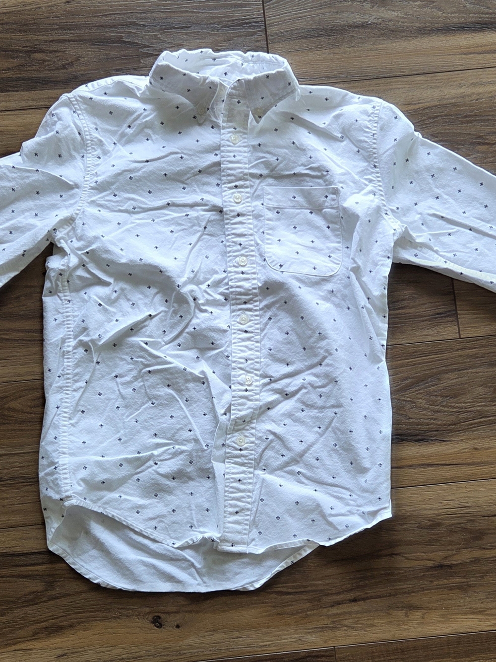 Abercrombie & Fitch White Shirt with Navy Micro Dot Print